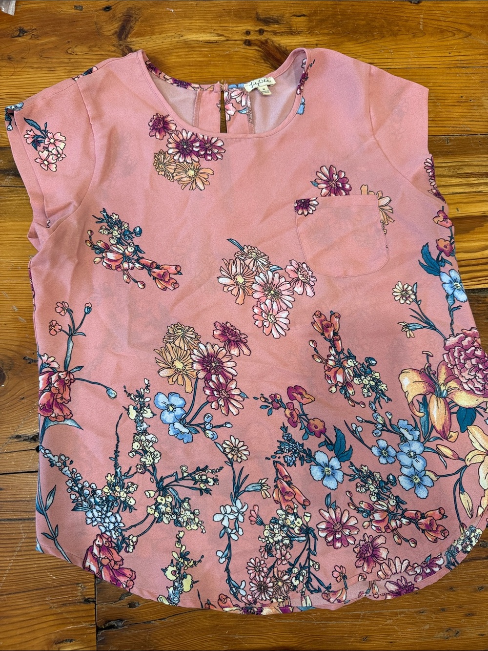 3 Short Sleeve Floral Pink & Yellow Business Casual Work Blouse Tops Size Medium - Picture 8 of 10